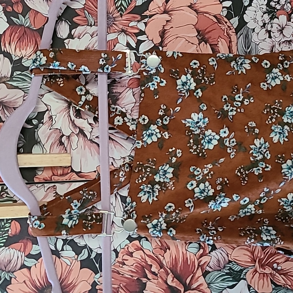 Cute corduroy floral overall dress